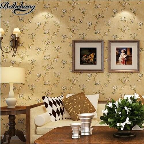 Beibehang Retro American Village Wallpapers Nonwovens Pastoral Flowers Bedroom Living Room TV Background Wallpaper Stereo