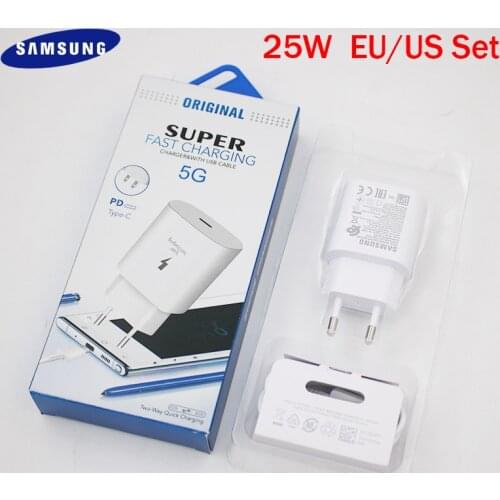 Original Samsung S20 Note 10 Plus 5G 25W Charger Super Fast Charge Usb Type C Pd PPS Quick Charging For Galaxy Note 20 Ultra A91