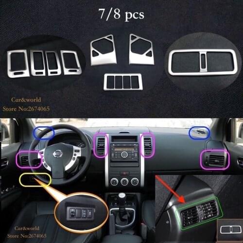 For Nissan X-Trail T31 Air conditioning outlet Cover Trim Rear Front Decoration ABS X Trail 2008 to 2013 Car-styling Accessories