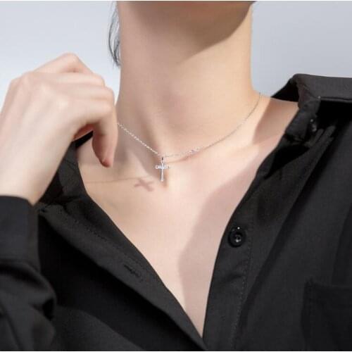 Cross Pendant Necklace 100% 925 Sterling Silver Jewelry with Cubic Zriconia