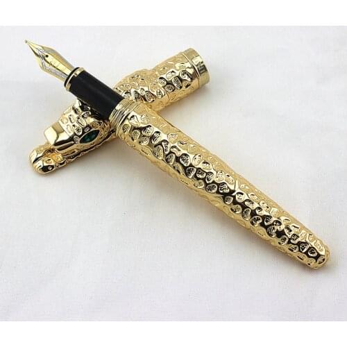 Luxury Jinhao Full Metal Fountain Pen Golden Leopard Ink Pen for Writing Business Office Gift canetas