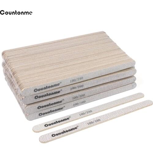 200pcs Strong Thick Grey Nail File 100/180/240 Wooden Sticks Sandpaper Polisher Files Professional Wood Sanding Manicure Tools