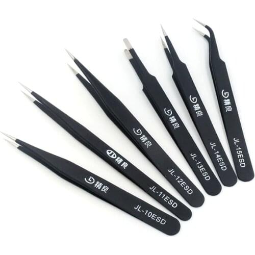 1 piece Jingliang ESD Tweezers Super Hard Anti-static Anti-acid Electro-Static discharge Picking Birds Nest Repair Tools