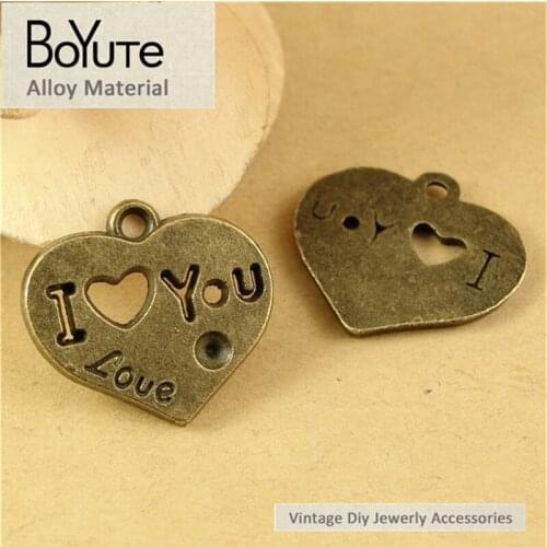 BoYuTe (60 Pieces/Lot) 21*19MM Antique Bronze Zinc Alloy Heart Charm Pendant Jewelry Making Pendant Diy Handmade Craft