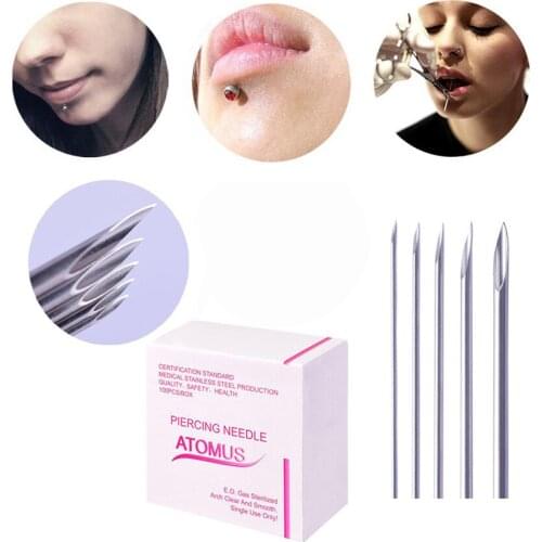 ATOMUS 100PCS High Quality Mix Body Piercing Needle 12G 14G 16G 18G 20G Tattoo Needle Tattoo accessories Pretty