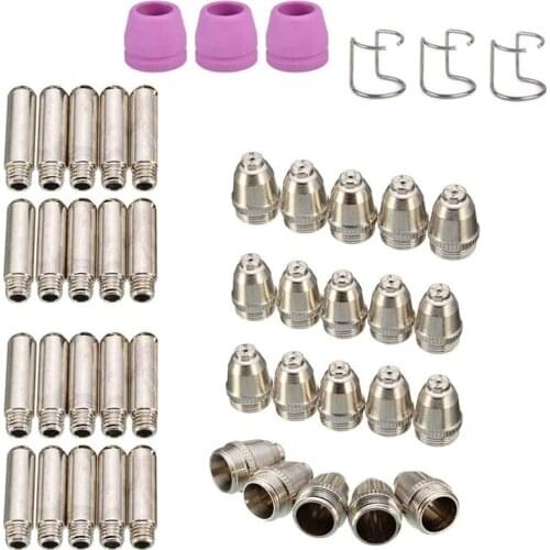 SHGO HOT-46PCS for SG-55 AG-60 WSD-60 Plasma Cutter Consumables Kit Plasma Cutting Torch Tip Nozzles Electrodes Shield Cap
