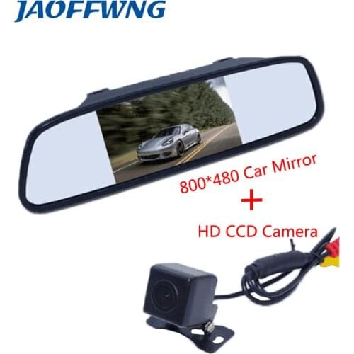 Auto Parking Assistance System 2 in 1 4.3 Digital TFT LCD Mirror Car Parking Monitor + 170 Degrees Mini Car Rear view Camera