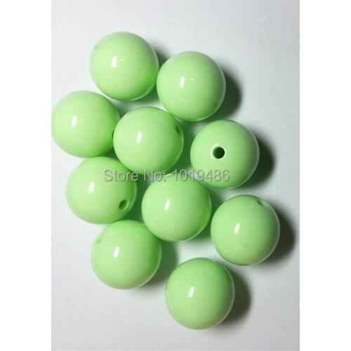 Choose size) 6mm/8mm/10mm/12mm/14mm/16mm/18mm/25mm soft green color Gumball Bubblegum Acrylic Solid Beads for Necklace Jewelry