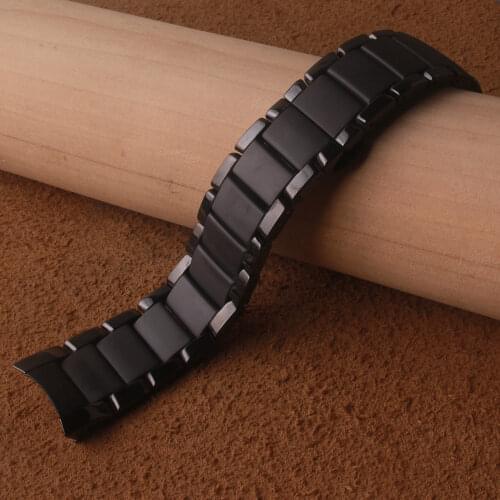 High Quality Ceramic Watchband Black 22mm for Special Watches AR1452 Mens Bracelet Accessories Curved end polish With Unpolish