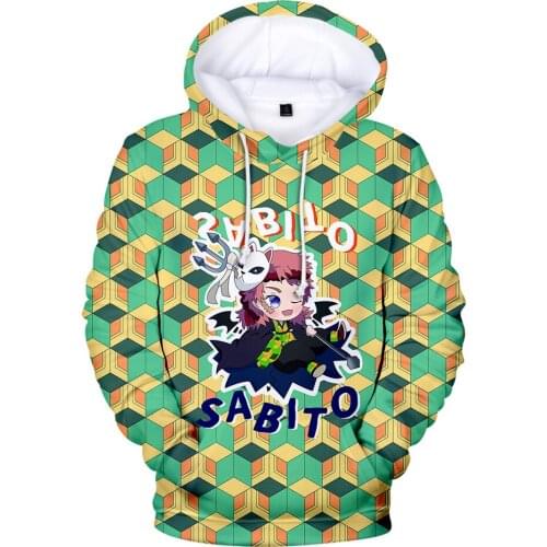 WAMNI Demon Slayer Hoodies Sweatshirt Hip Hop Casual Streetwear Hooded Sweatshirt Pullover Polyester Unisex Loose 2020 Fashion