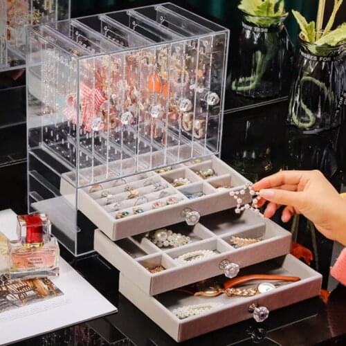 Jewelry Storage Box Drawer Earring Display Stand Storage Organizer Necklace Holder Jewelry Organizer Earring Stand Dust-proof