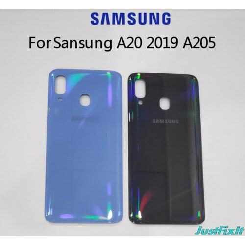 For SAMSUNG Galaxy A20 2019 SM-A205F A205 A205F Back Battery Cover Door Rear Glass Housing Case Replace Battery Cover