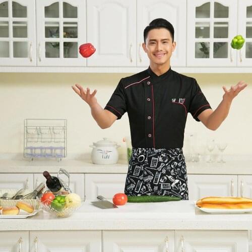 Lady Chef Jacket Food Service Uniform Short Sleeve Hotel Kitchen Chef Uniform Bakers Uniform Work Clothes Plus Size B-5960