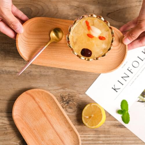 1PC Solid Mini Oval Wood Tray Without Paint Small Wooden Plate Childrens Wood Plate Tableware decorative tray