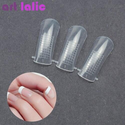 100 Pcs Gel False Nail Tips Clear Cover Acrylic Nail Mold Mixed Size with Scale Jelly Art Gel Tool Crystal Extension False Nails