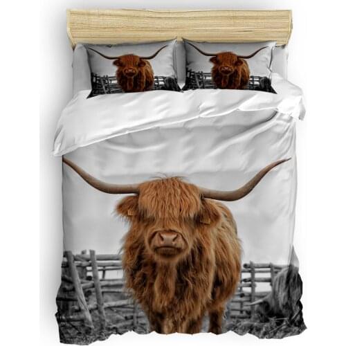 Animal Highland Cow Art Duvet Cover Set Warm and comfortable 2/3/4pcs Bedding Set Bed Sheet Pillowcases Cover Set