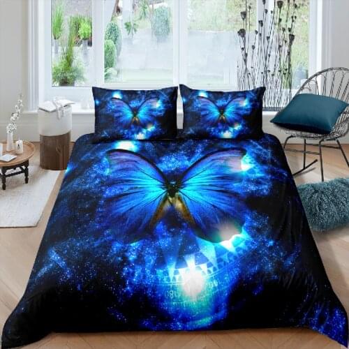 Luxury 3D Butterfly Flower Print 2/3Pcs Bedding Sets Comfortable Animal Duvet Cover Pillowcase Home Decor Queen and King Size