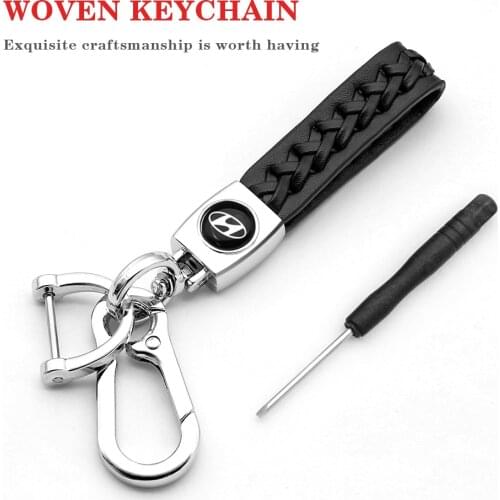2Pcs Car Braided Rope Leather Keychain Fashion New Car Decoration for Hyundai Santa Azera Creta I30 Auto Accessories Keychain