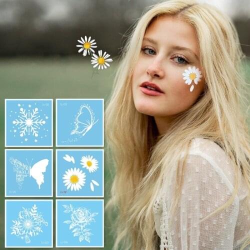 5Pcs/Set White Temporary Tattoo Stickers Christmas Snowflakes Flowers Waterproof Disposable Body Art Makeup tatouage temporaire