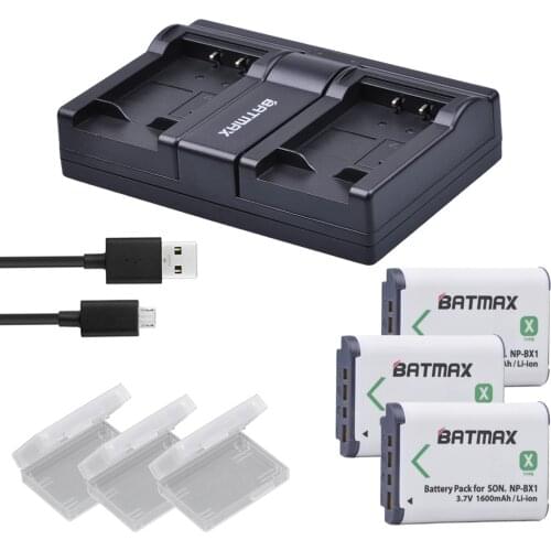 3x NP-BX1 NP BX1 Batteries AKKU + USB Charger for Sony HDR-AS200v AS20 AS15 AS100V DSC-RX100 X1000V WX350 RX100 RX1 RX100ii