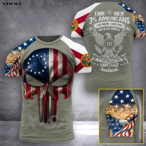 FLORIDA American City Skull Flag Army 3D Printed High Quality Milk Fiber T-shirt Round Neck Men Female Casual Tops