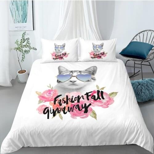 3D Duvet Cover Sets Bedding Set Quilt Comforther Covers Bed linens Full Twin Single Double Size Cat Custom White Bedding sets