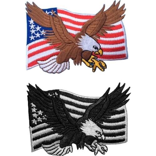 Creative embroidery cloth stickers Bald Eagle with American USA Flag Sew on Iron on Embroidered Applique Patch