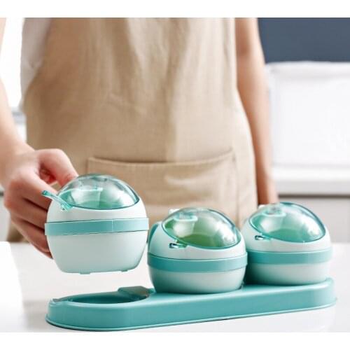 Kitchen seasoning box four compartments one condiment storage box with lid three compartment seasoning jar