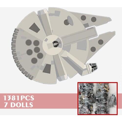 New 1351PCS 7 DOLLS Star Space Wars Millennium Skywalker Falcon Force Awakens Figures Building Block Brick Gift Kid Toy