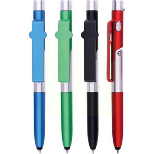 Multifunctional Ballpoint Pen Black Nib 1.0 Creative Pen Folding Screen Phone LED Night Light Pen Mobile Reading Holder T0E2