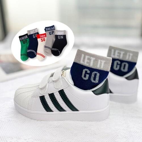New Style Boys Socks 5 pairs/ set Fashion Letters Cotton Socks Kids Spring Autumn Socks School Sports Football Numbers Socks