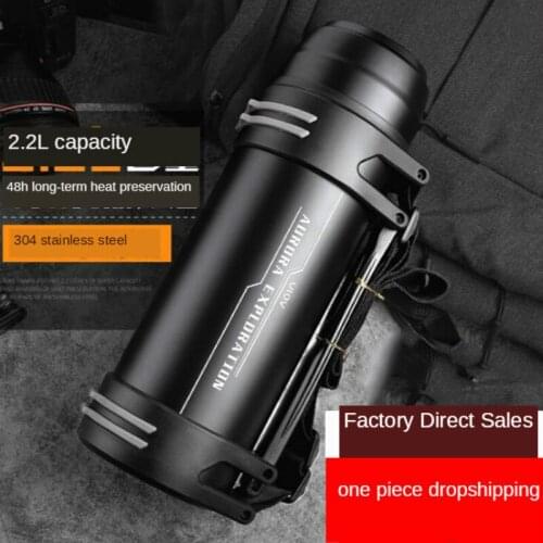 New Large-capacity Car Thermos Mug Portable Double-layer Heat Insulation Water Bottle Outdoor Travel Sports Hot Water Bottle