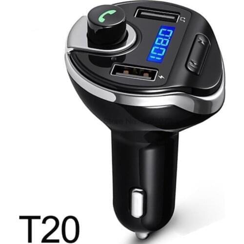 By DHL or Fedex 20pcs Bluetooth Car Kit Hands Free FM Transmitter Wireless Car Mp3 Music Player Dual USB Charger Bluetooth T20