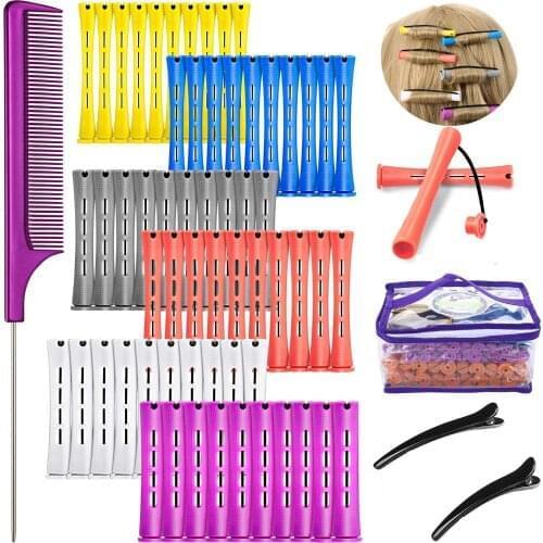 Perm Rods and 72 Pieces 6 Sizes Hair Rollers with Hair Cold Wave Rods Hair Curler for Women Long Short Hair DIY Styling Tools