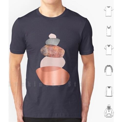 Blush And Copper Balance T Shirt 6xl Cotton Cool Tee Minimalist Balancing Stones Blush Pink Copper Rose Gold Scandi