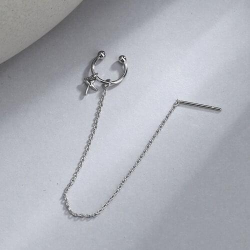 Luckydays Korean Fashion Earrings Star Clip Earrings for Women New Tassel Long Earrings Without Ear Hole Jewelry Accessories