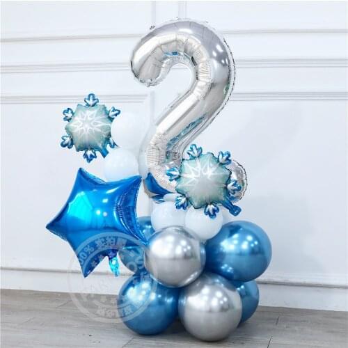 22pcs/set Winter Birthday Theme Party Snowflake Balloons Foil Number Ballons Ice snow Party Christams Xmas Globos Decor Supplies