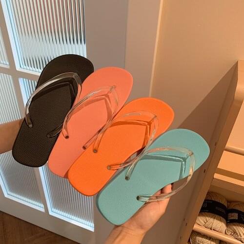 Women Fashion Slippers Transparent Girls Beach Flip Flops Anti-slip Summer Shoes Female Vacation Slides Girls Flat Sandals SH414