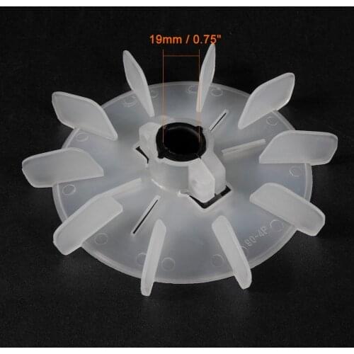 Uxcell 1Pcs 158x19mm/129x14mm/105x10mm Round Shaft Replacement White Plastic10 Impeller Motor Fan Vane YT90/YT71/YT63