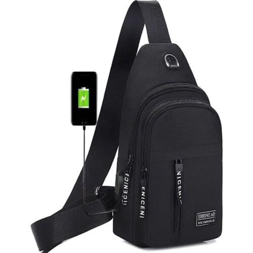 2021 New Male Chest Bag USB Charging Crossbody bags Men Chest pack Anti Theft Summer Short Trip Messengers Bag Travel packet