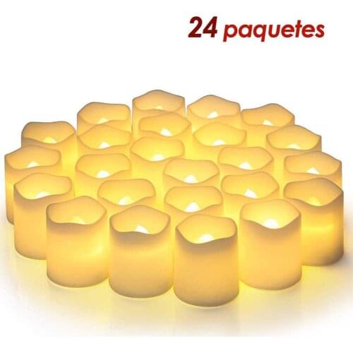 24 Pcs Simulation LED Environmental Candles Battery Operated Warm Yellow Flameless Pillar Candle Bulk for Romantic Decorations