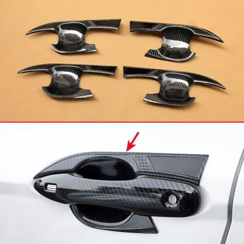 Carbon Fiber Look 4Pcs/Set Trims For 2018 Toyota Camry And Hybrid Car Door Bowl Moulding Overlay Extra Added Covers Accessories