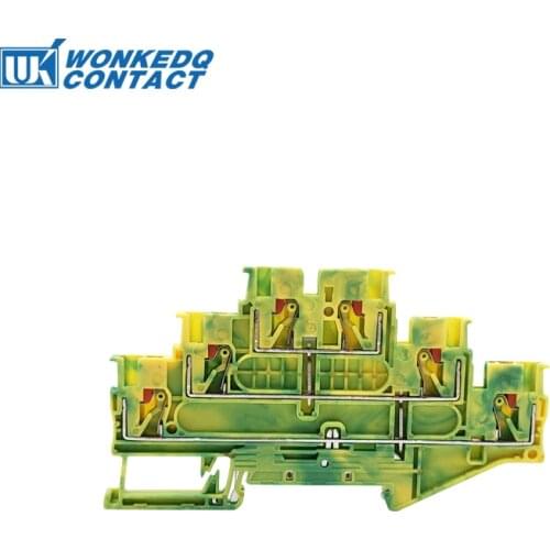 1Pc PT2.5-3L-PE Triple Layer Ground Push-in PT2.5-3L 3 Level Wire Electrical Connector Din Rail Terminal Block PT 2.5-3L-PE