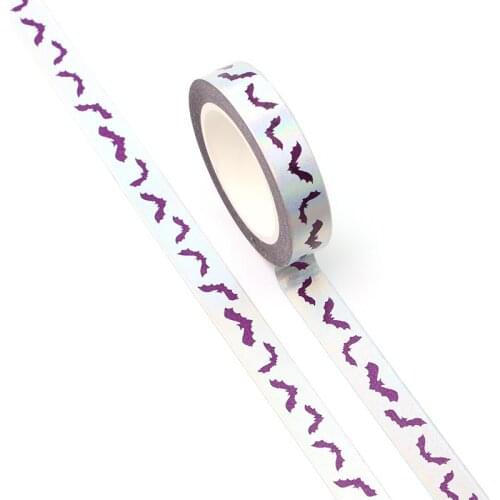 Wholesale 10pcs/Lot Decorative Silver Foil Bat Halloween Washi Tapes for Bullet Journal Adhesive Masking Tape Cute Stationery