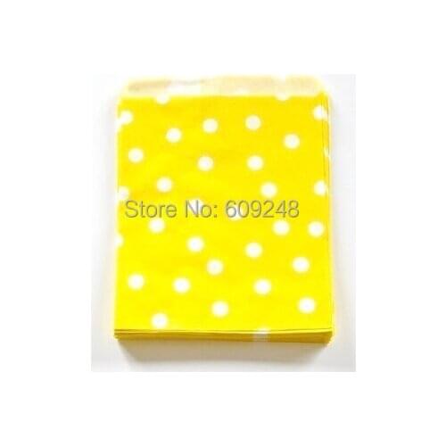 100pcs Mixed Colors Birthday Gift Favor Buffet Yellow Paper Party Candy Treat Bags Small Tiny Polka Dot