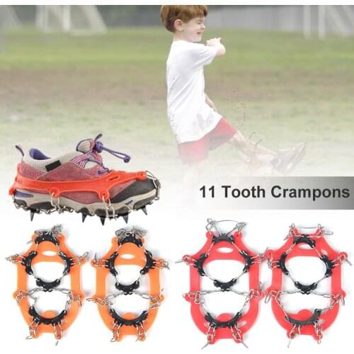 11 Teeth Anti Slip Ice Snow Traction CleatsCrampons Ice Snow Grippers Spikes For Shoes Children Kids Walking Hiking Climbing