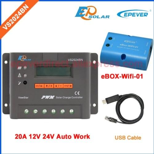 20A controller Solar panels system charger battery EPEVER VS2024BN PWM ViewStar series Wifi eBOX and ble eBOX for Android system
