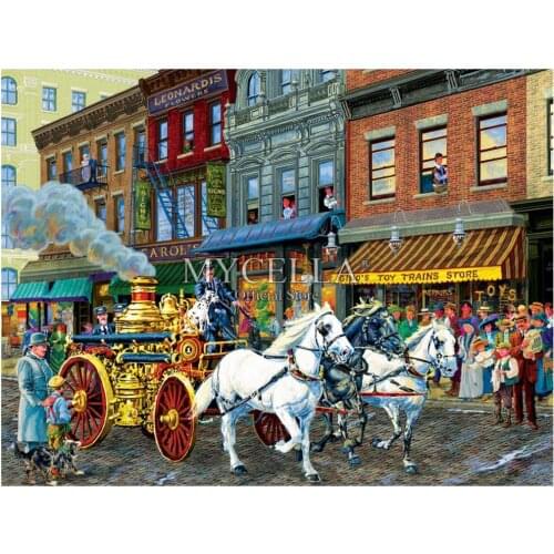 5d Diy Diamond Painting Carriage Diamond Embroidery Full Rhinestone Mosaic Horses Police Picture Wall Stickers Christmas Gift