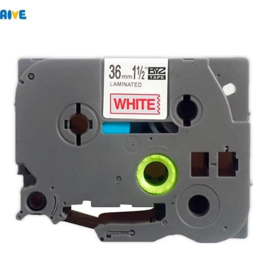 Aive laminated TZe-261 Label Tape Compatible Brother P-touch 36mm Printers PT-9500PC PT-9600 P900 PT550 tze461 TZe661 White red