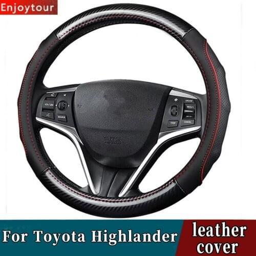 Accessories Car Styling Genuine Leather Steering Wheel Covers For Toyota Highlander Kluger XU20 XU40 XU50 XU70 2007 2012 2019